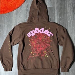 Sp5der web brown hoodie